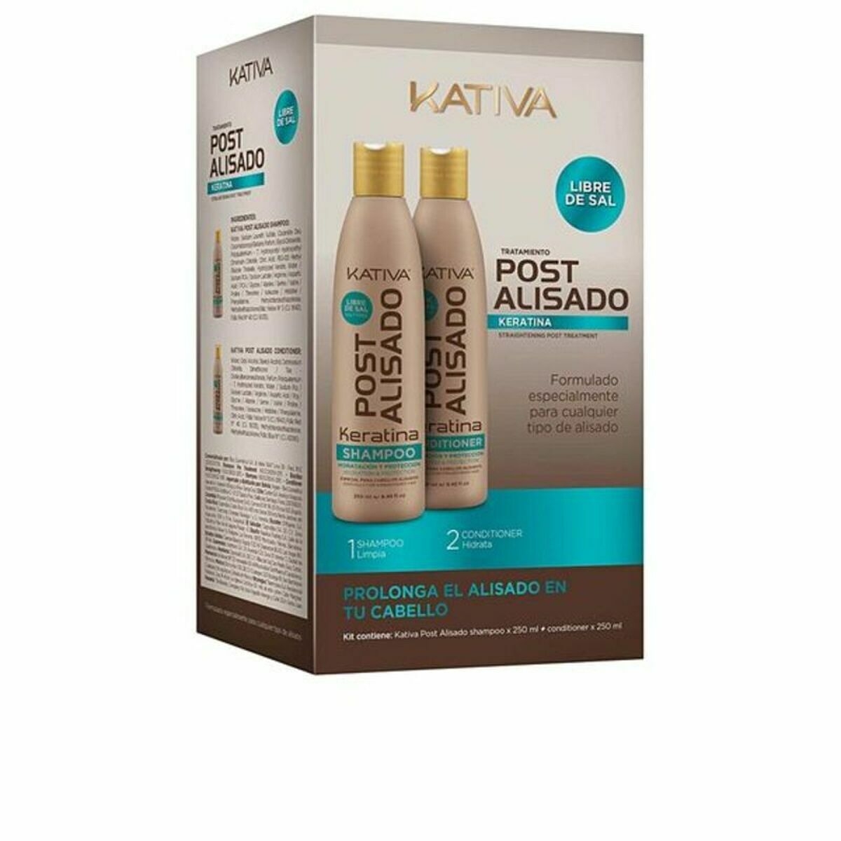 Kativa Post Alisado Kit champú 250 Ml + Acondicionador